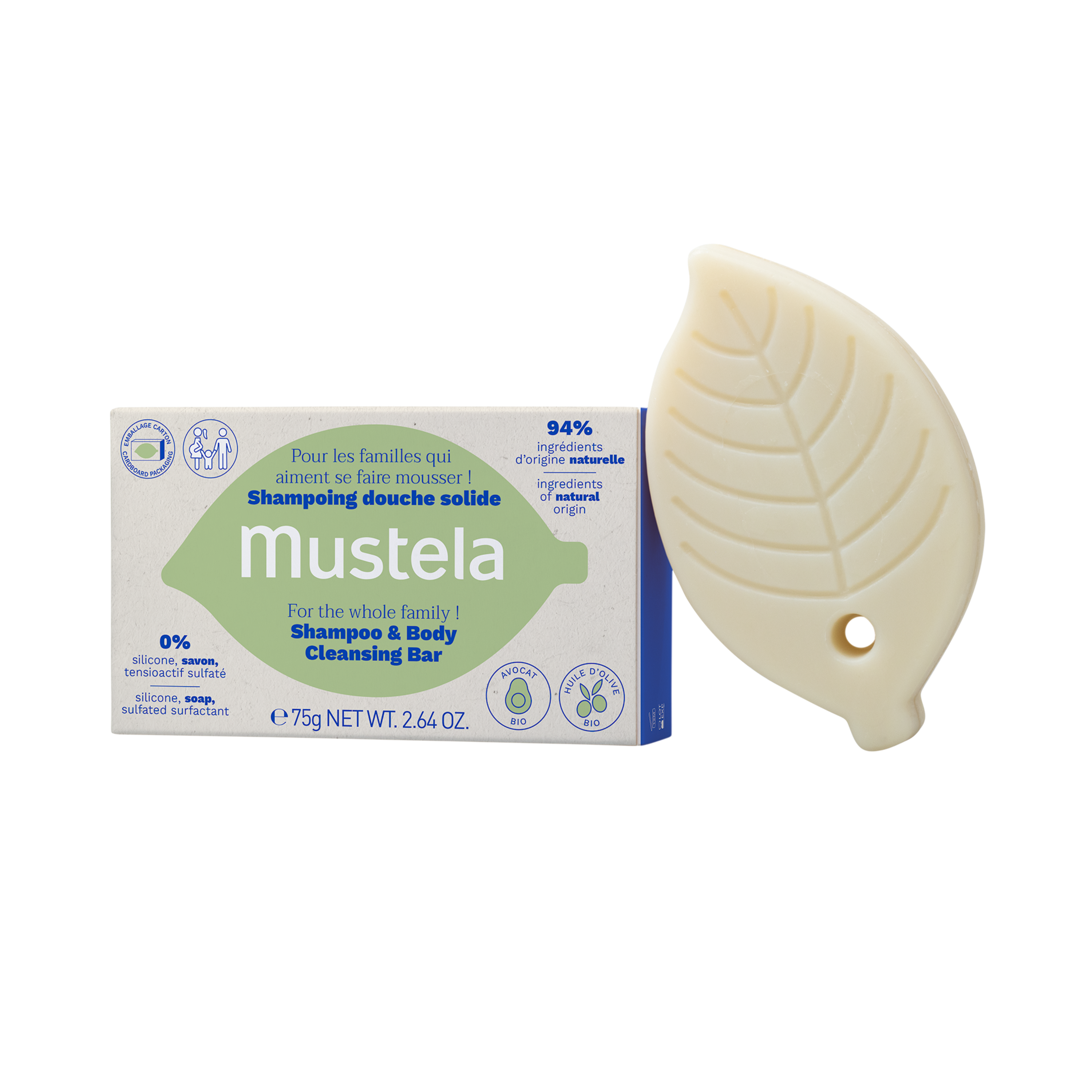 Mustela Shampoo Sólido en Barra 75g — Bebé y Familia
