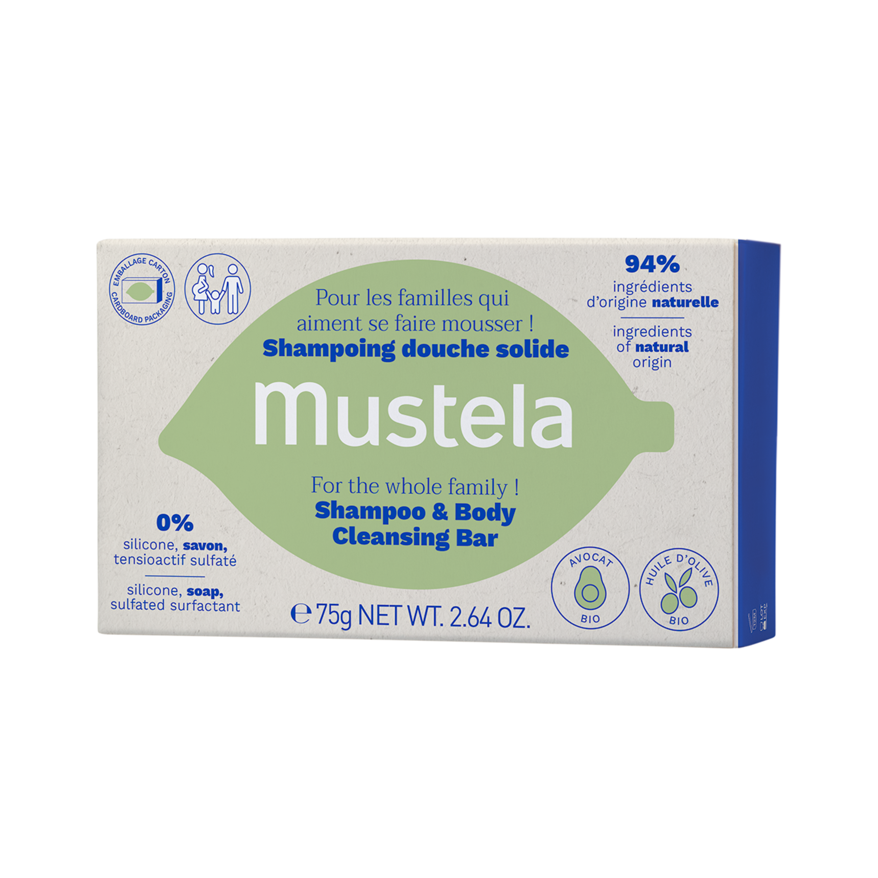 Mustela Shampoo Sólido en Barra 75g — Bebé y Familia