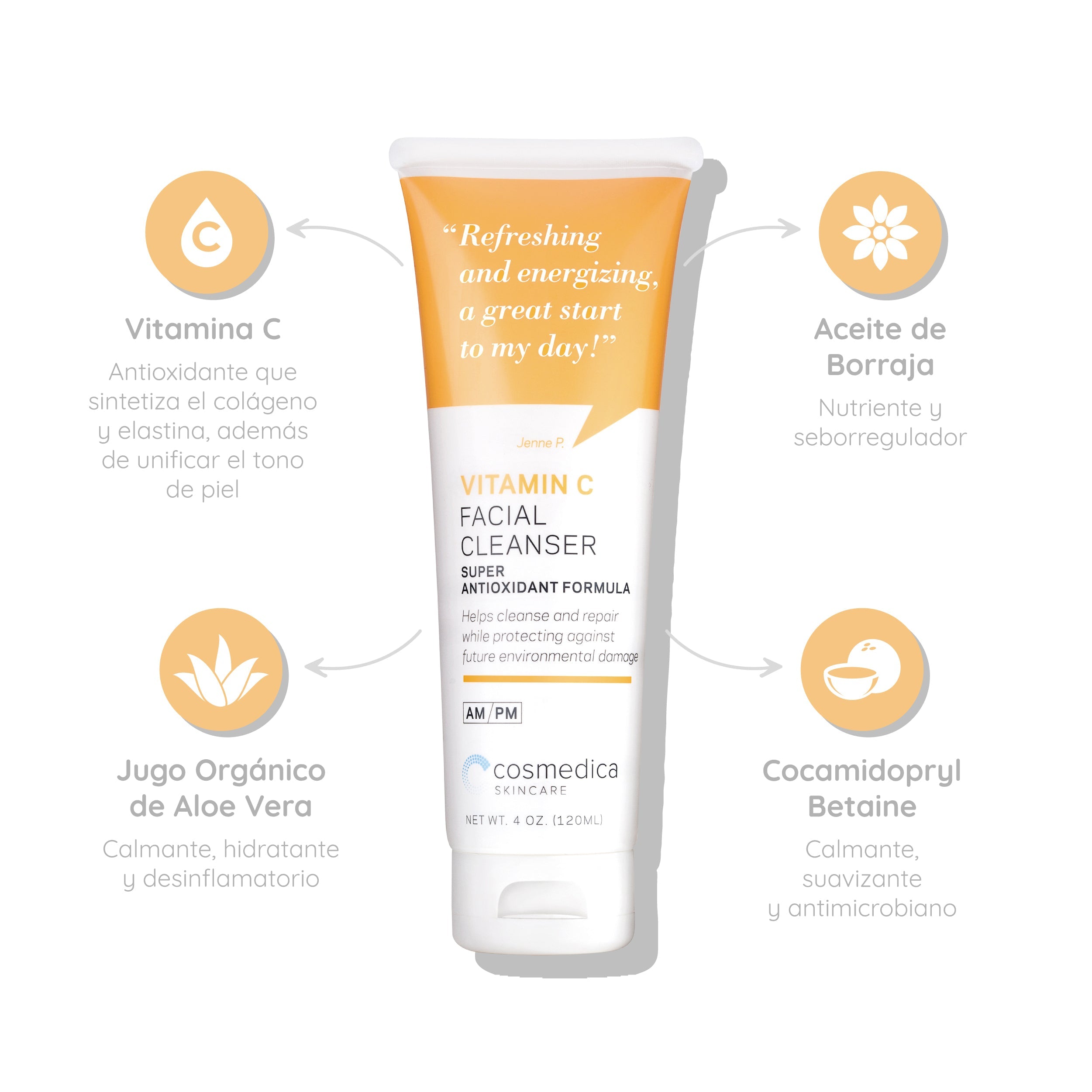 Cosmedica Limpiador Facial con Vitamina C — Limpieza que Ilumina — DermaPharma