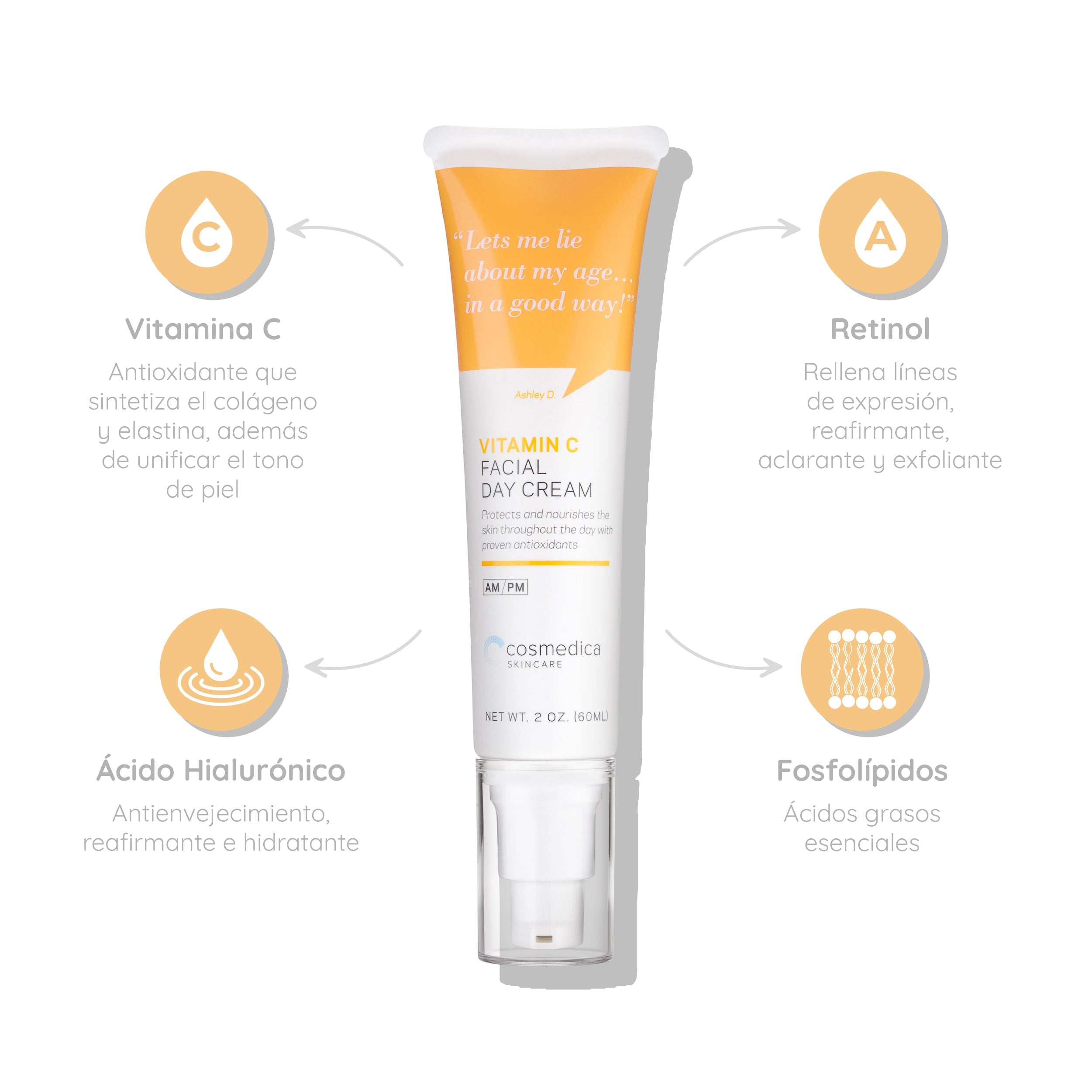 Cosmedica Crema de Día con Vitamina C 60 ml — Hidratación y Luminosidad Diaria — DermaPharma