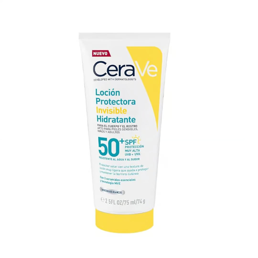 CeraVe Loción Protección Solar Invisible FPS50 75ml — Todo Tipo de Piel — DermaPharma