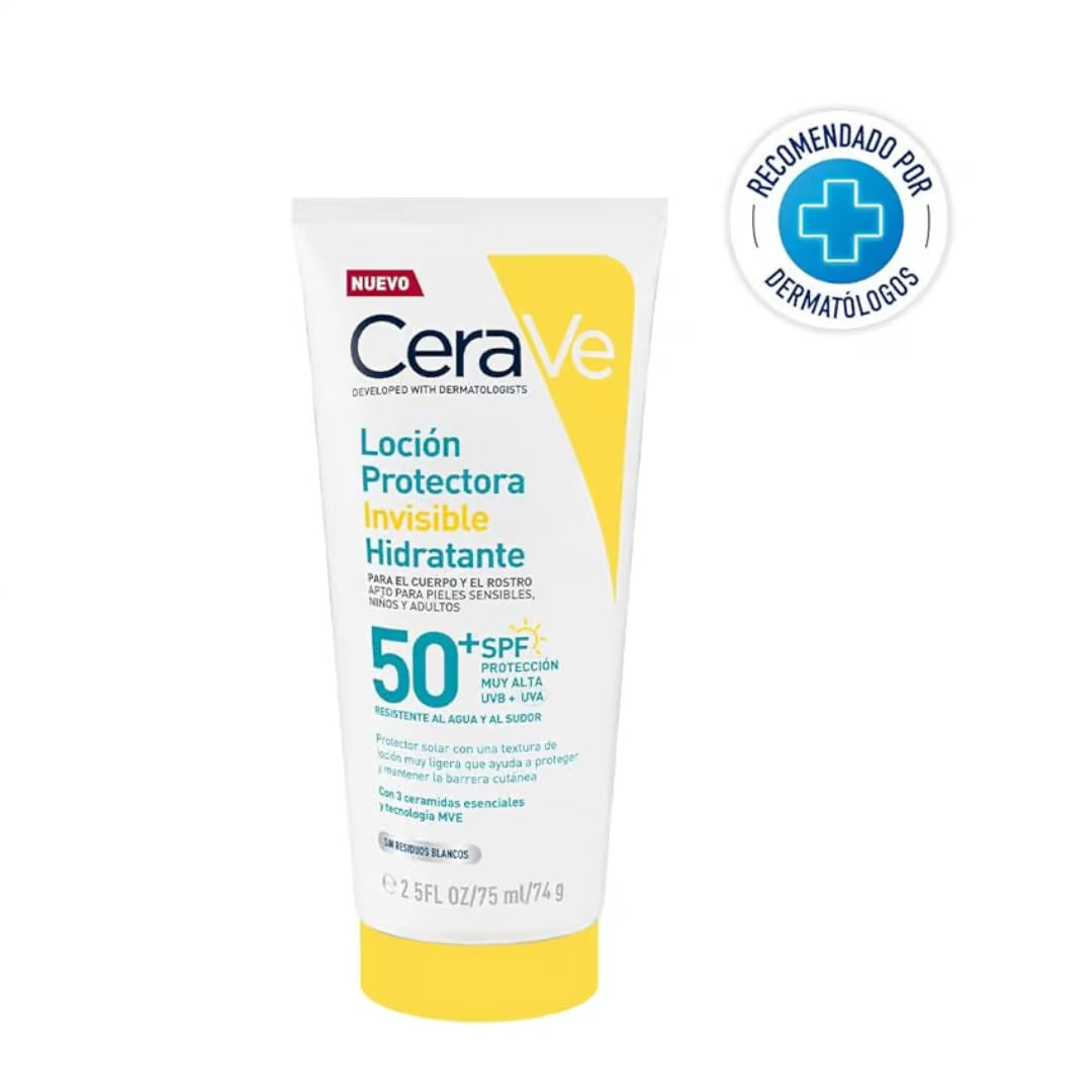 CeraVe Loción Protección Solar Invisible FPS50 75ml — Todo Tipo de Piel — DermaPharma