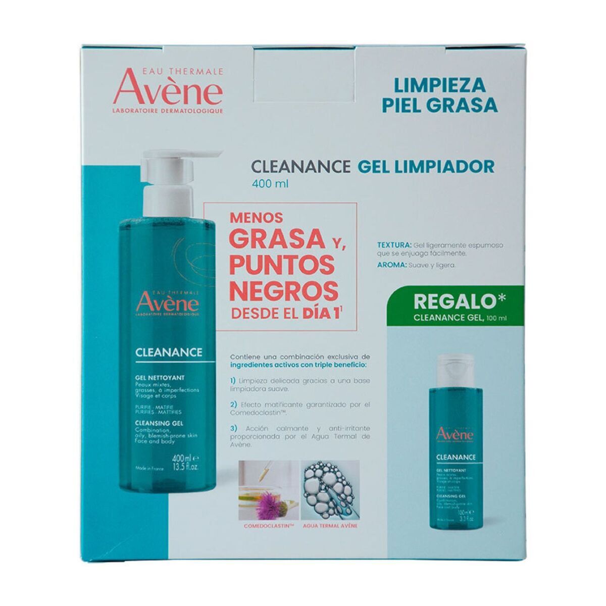 Avène Kit Cleanance Gel 400ml + Gel 100ml + Comedomed de Viaje — DermaPharma