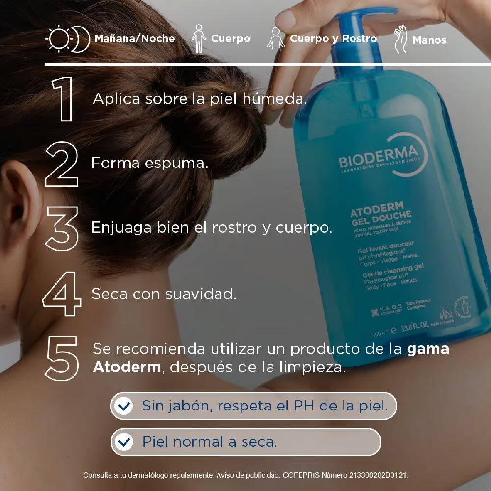 Bioderma Atoderm Gel de Ducha 500ml — Limpieza Piel Seca y Sensible — DermaPharma