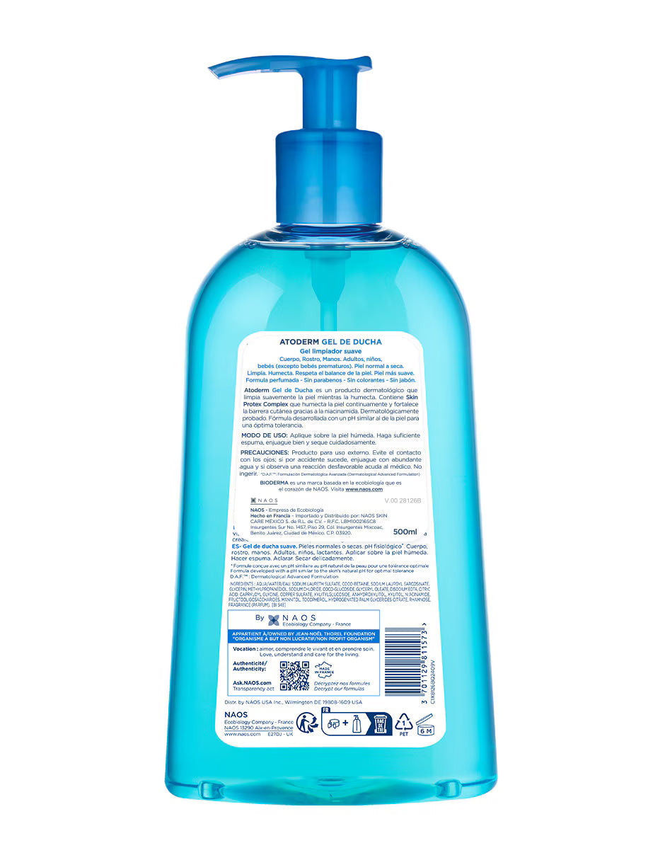 Bioderma Atoderm Gel de Ducha 500ml — Limpieza Piel Seca y Sensible — DermaPharma