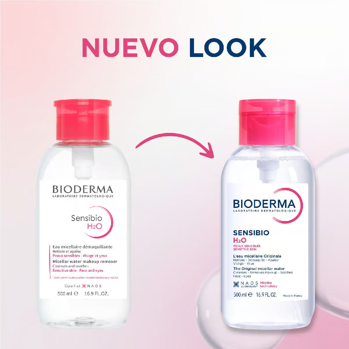 Bioderma Sensibio H2O 500ml Bomba Inversa — Agua Micelar — DermaPharma
