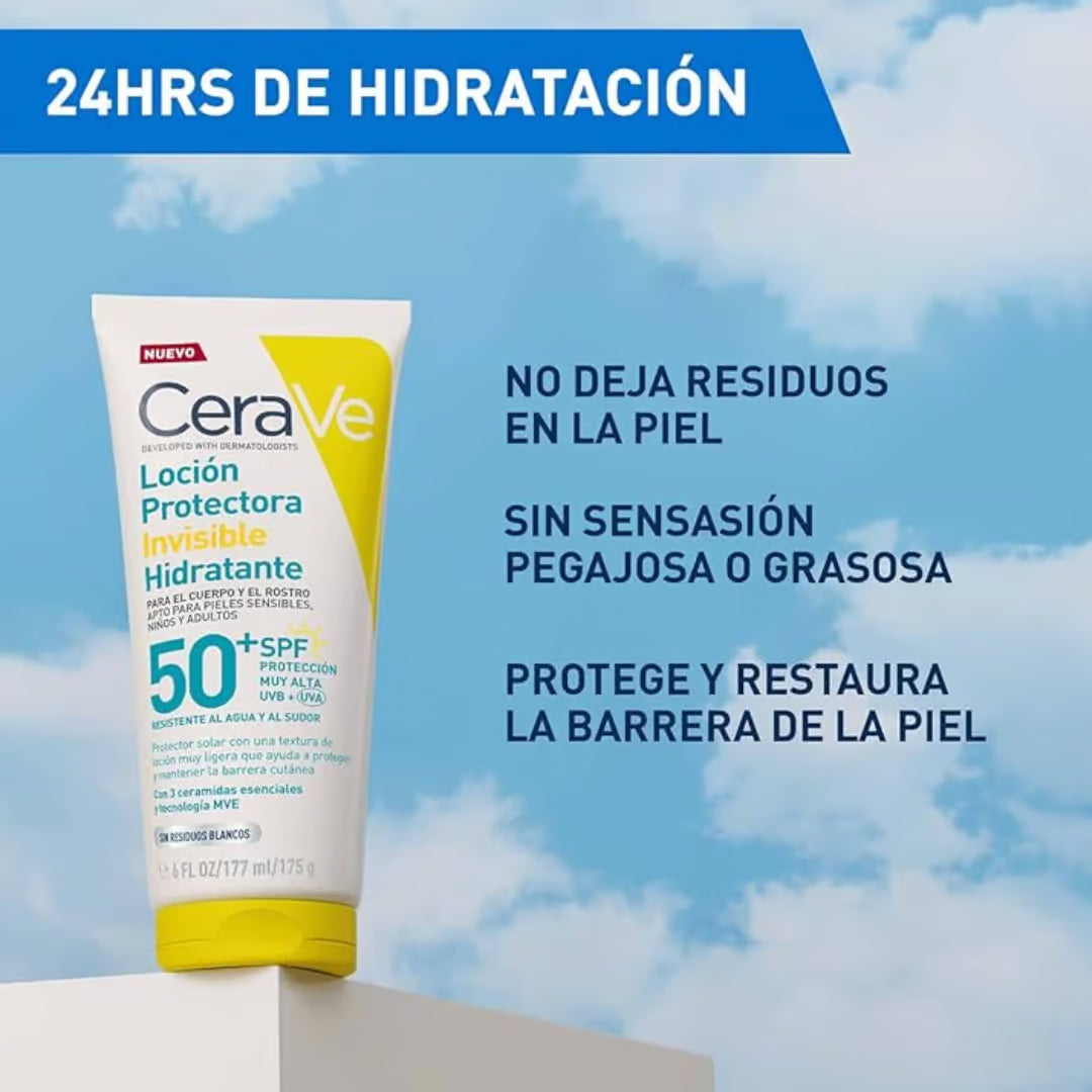 CeraVe Loción Protección Solar Invisible Hidratante FPS50 177ml — DermaPharma