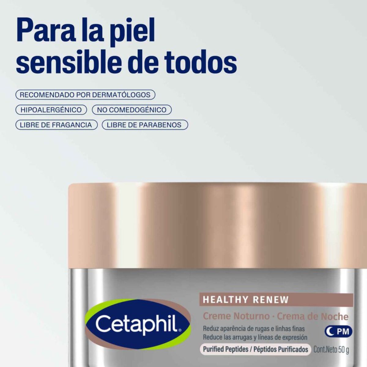 Cetaphil Healthy Renew Crema de Noche 50 g — Antiedad para Piel Sensible — DermaPharma