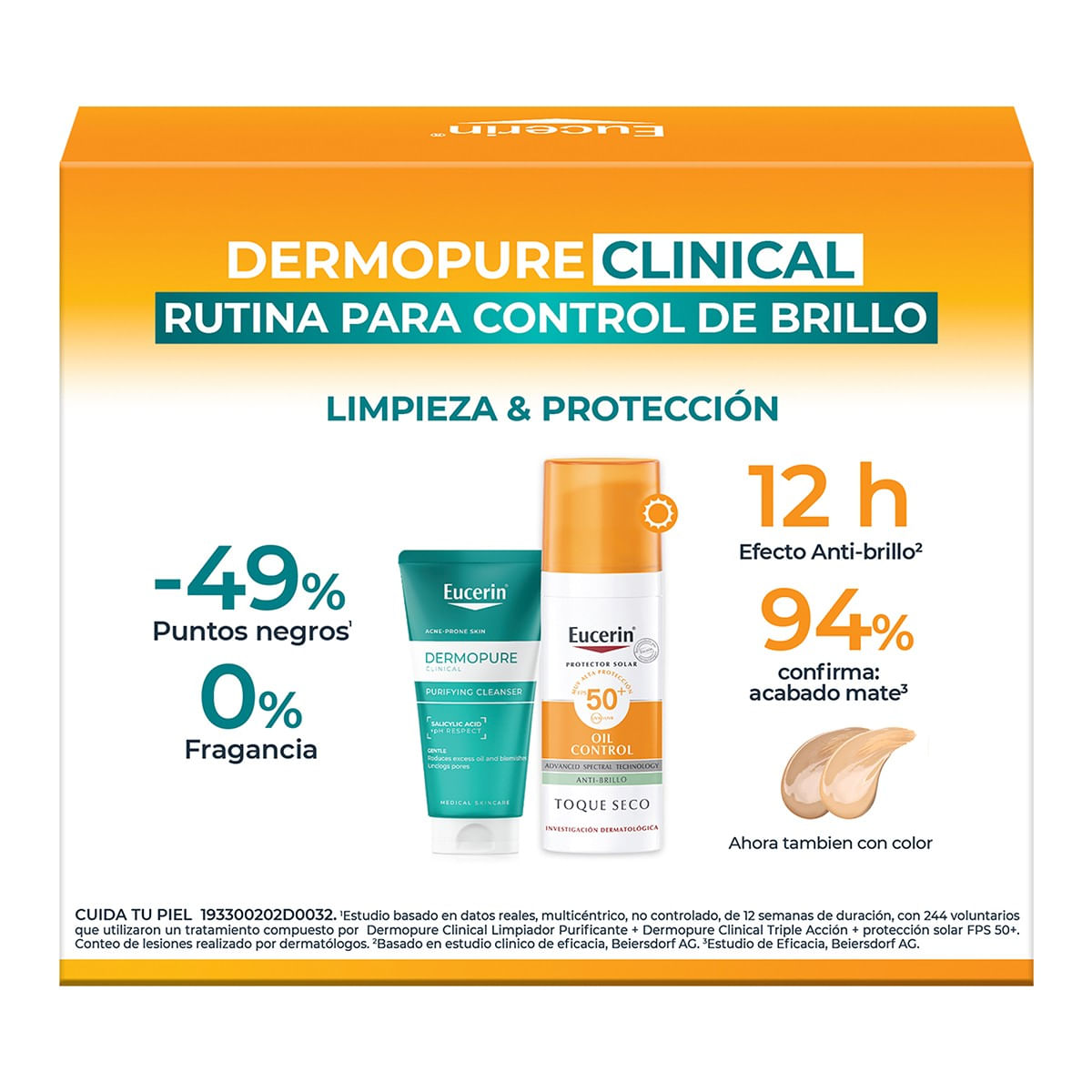 Eucerin Kit Piel Grasa: Sun Oil Control Gel-Cream Toque Seco FPS 50+ + Dermopure Gel Limpiador 75 ml