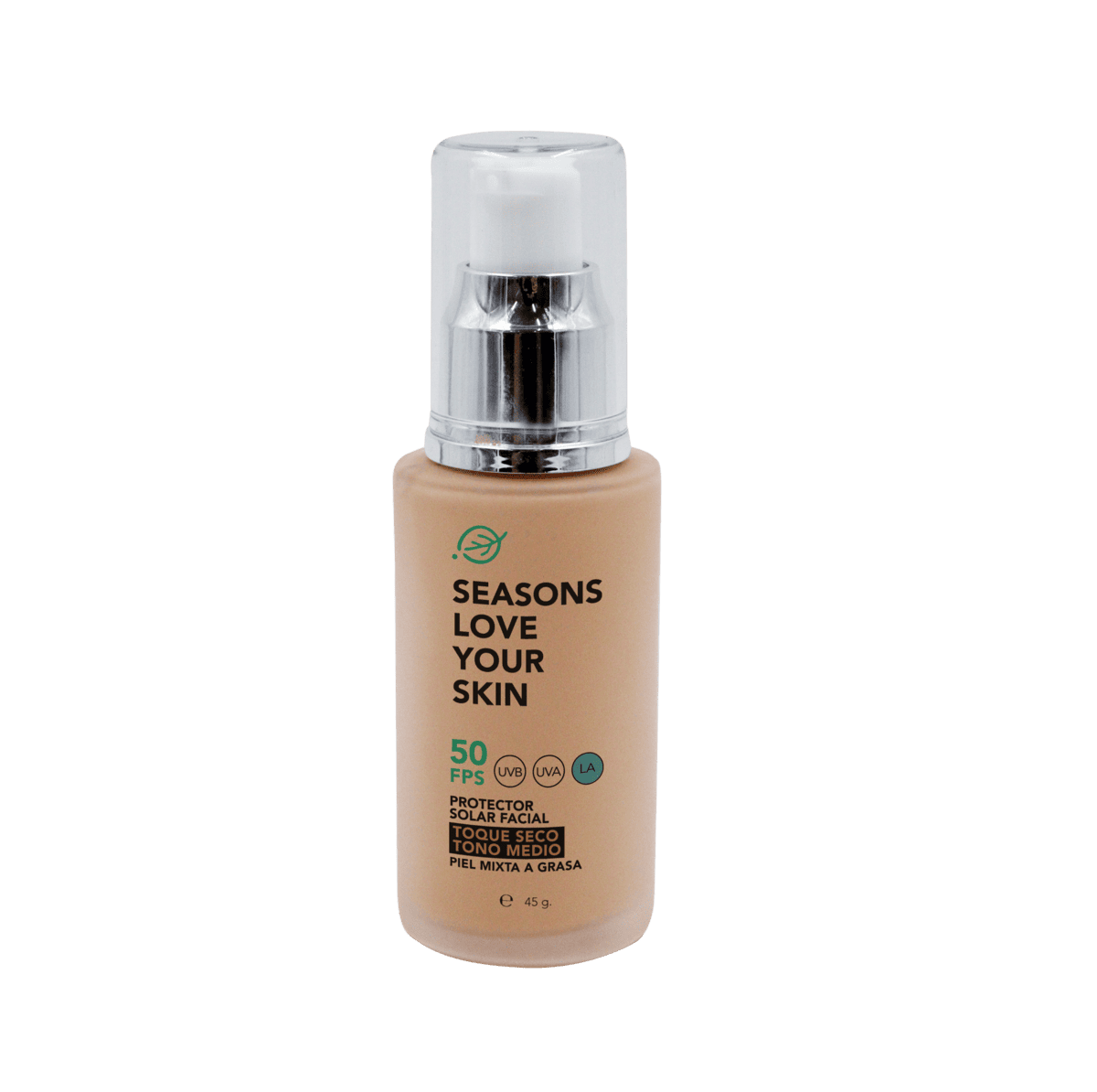 Season Love Your Skin Protector solar FPS50 Toque Seco Tono Medio 45 g - SEASONS Love Your Skin