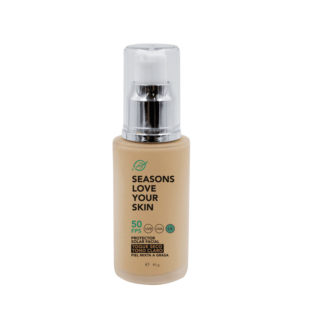 Season Love Your Skin Protector solar FPS50 Toque Seco Tono Claro 45 g - SEASONS Love Your Skin
