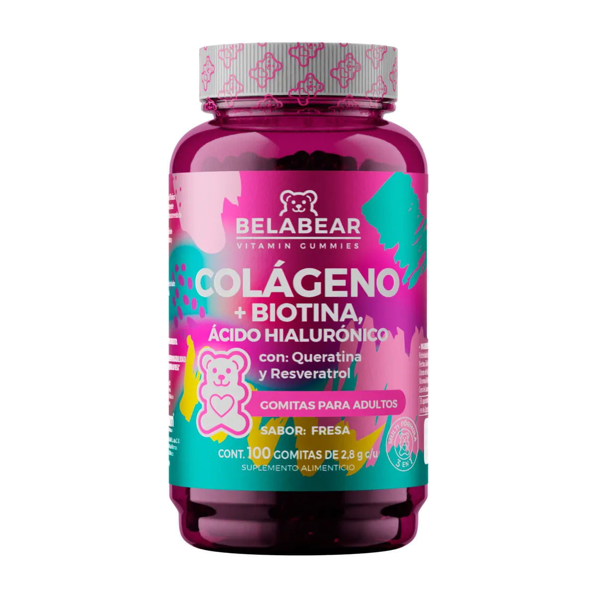 Belabear Colágeno + Biotina + Ácido Hialurónico 100 Gomitas