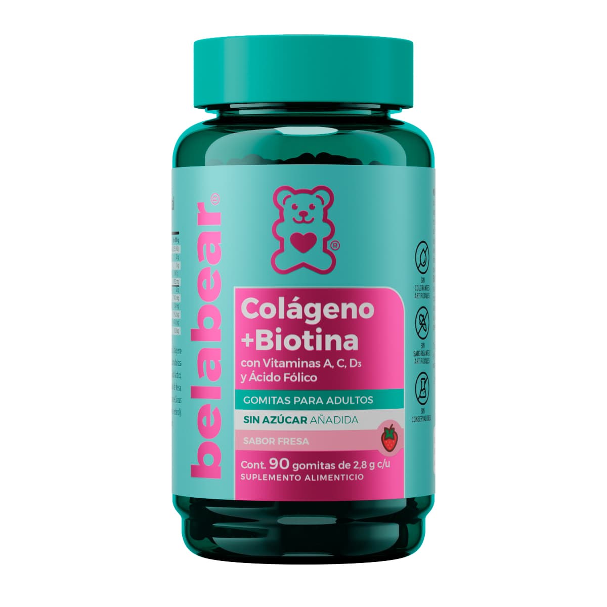 Belabear Colágeno + Biotina Sin Azúcar Añadida 90 Gomitas