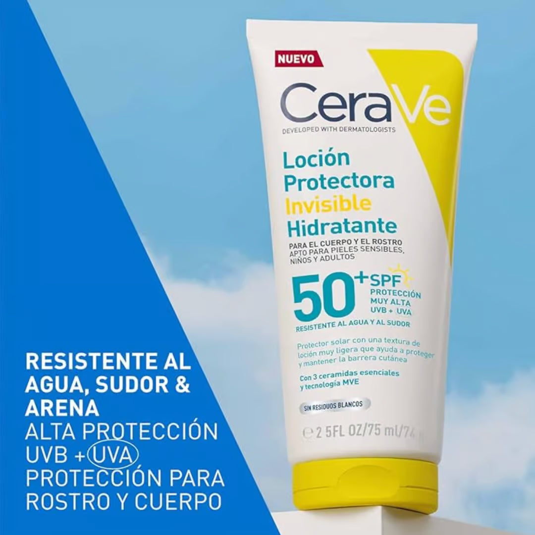 CeraVe Loción Protección Solar Invisible FPS50 75ml — Todo Tipo de Piel — DermaPharma