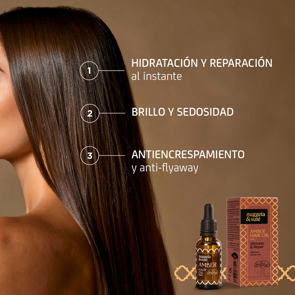 Nuggela & Sulé Amber Hair Oil 30 ml, aceite capilar con 5 aceites africanos (3)