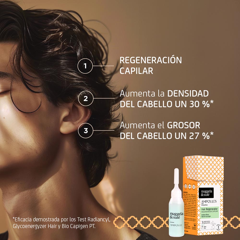 Nuggela & Sulé Ampollas Regenerador Capilar 1 x 10 ml, caja y ampolla con dosificador (3)