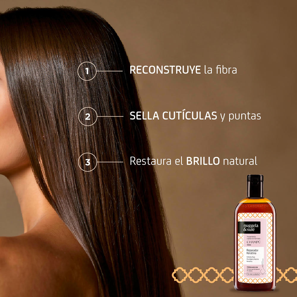 Nuggela & Sulé Champú Reparador Keratina 250 ml para cabello dañado y post-tratamiento (3)