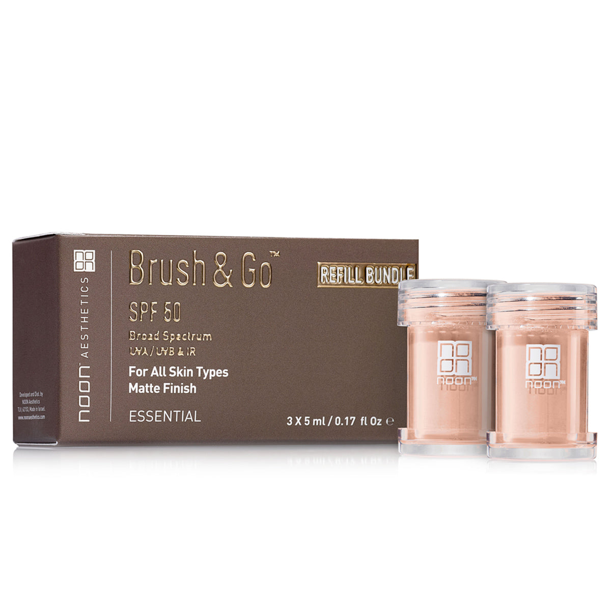 Noon Aesthetics Brush & Go SPF 50 Tono 02 repuesto protector solar en polvo 3x5 ml