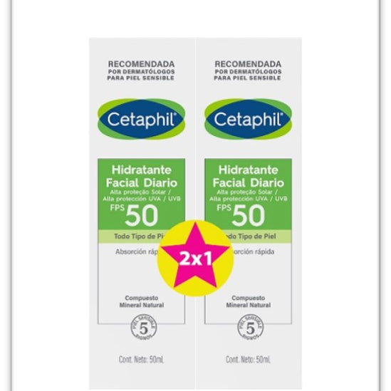 Cetaphil Hidratante Facial Diario FPS 50 Pack de 2 × 50 ml — Hidrata y Protege — DermaPharma