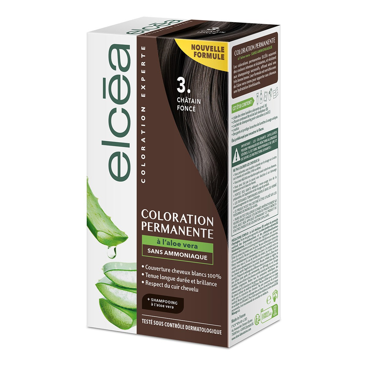 Elcea Tinte Permanente 3 Castaño Oscuro Dark Brown kit sin amoníaco