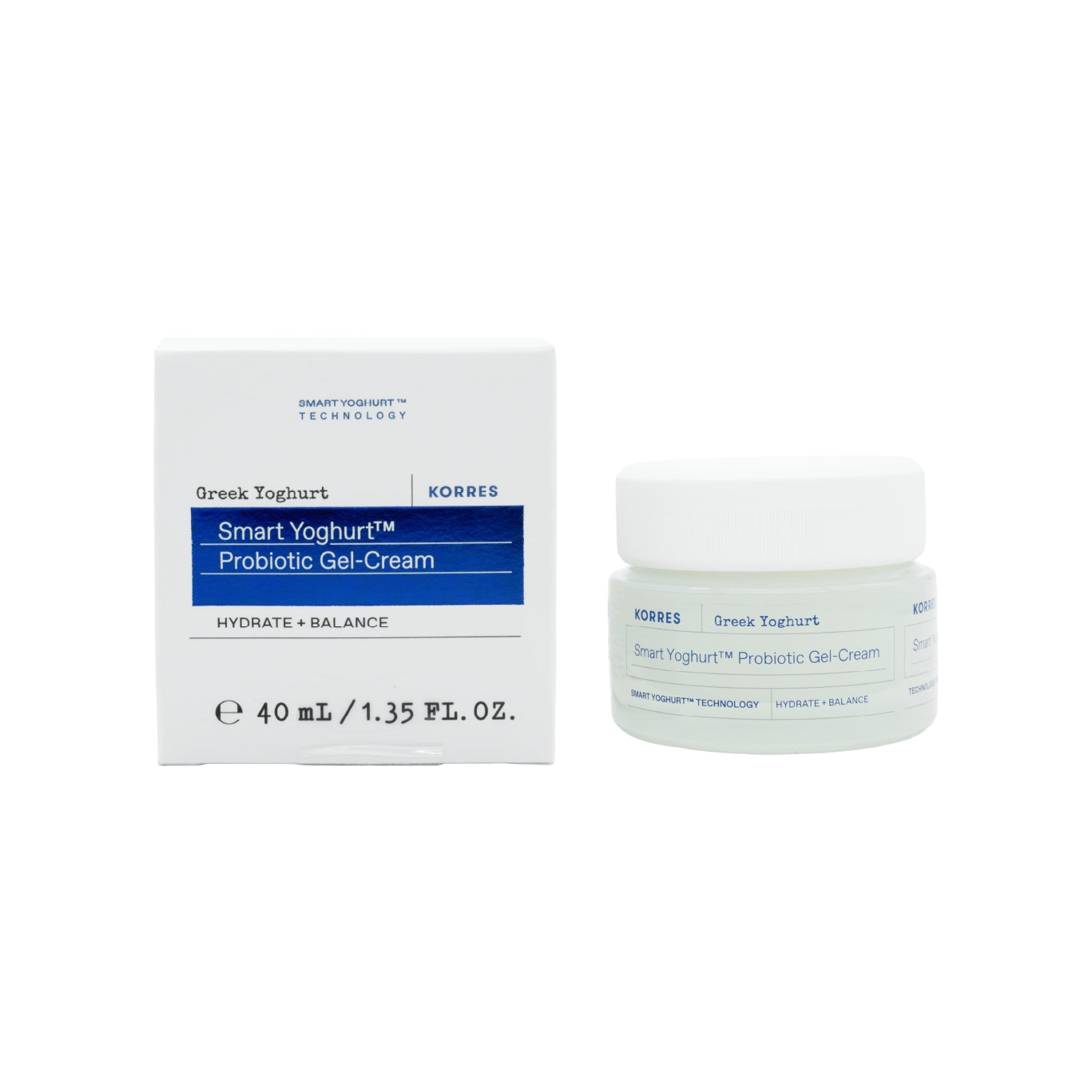 Korres Smart Yoghurt Probiotic Gel-Cream 40 ml, crema hidratante facial en gel con yogur griego y probióticos