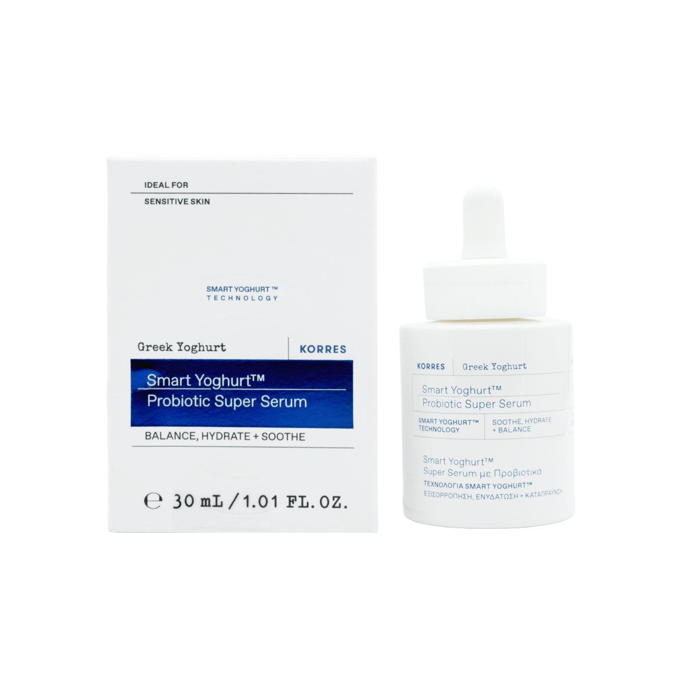 Korres Smart Yoghurt Probiotic Super Serum 30 ml, sérum facial hidratante y calmante con yogur griego