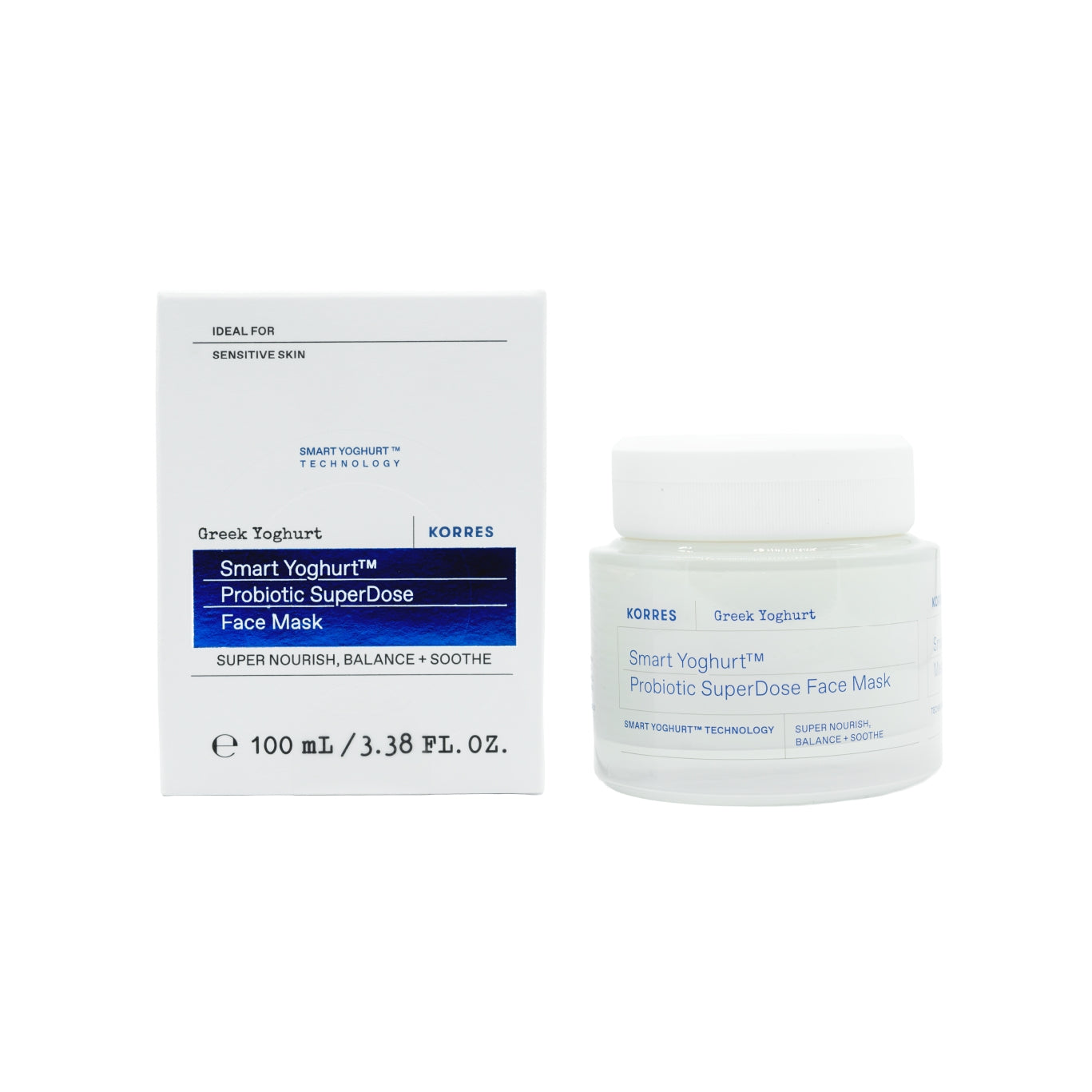 Korres Smart Yoghurt Probiotic Superdose Face Mask 100 ml, mascarilla facial hidratante con yogur griego