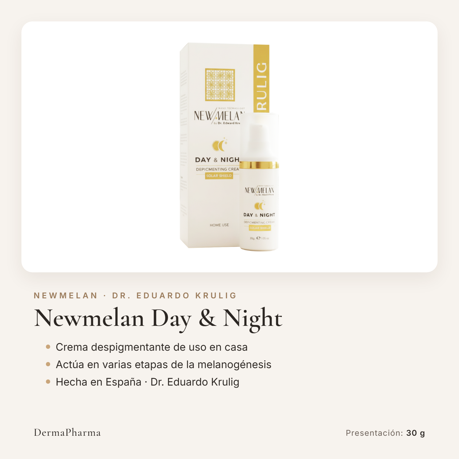 Newmelan Day & Night, crema despigmentante del Dr. Eduardo Krulig, 30 g