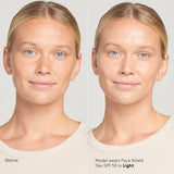 Face Shield Flex tono Light aplicado en la piel