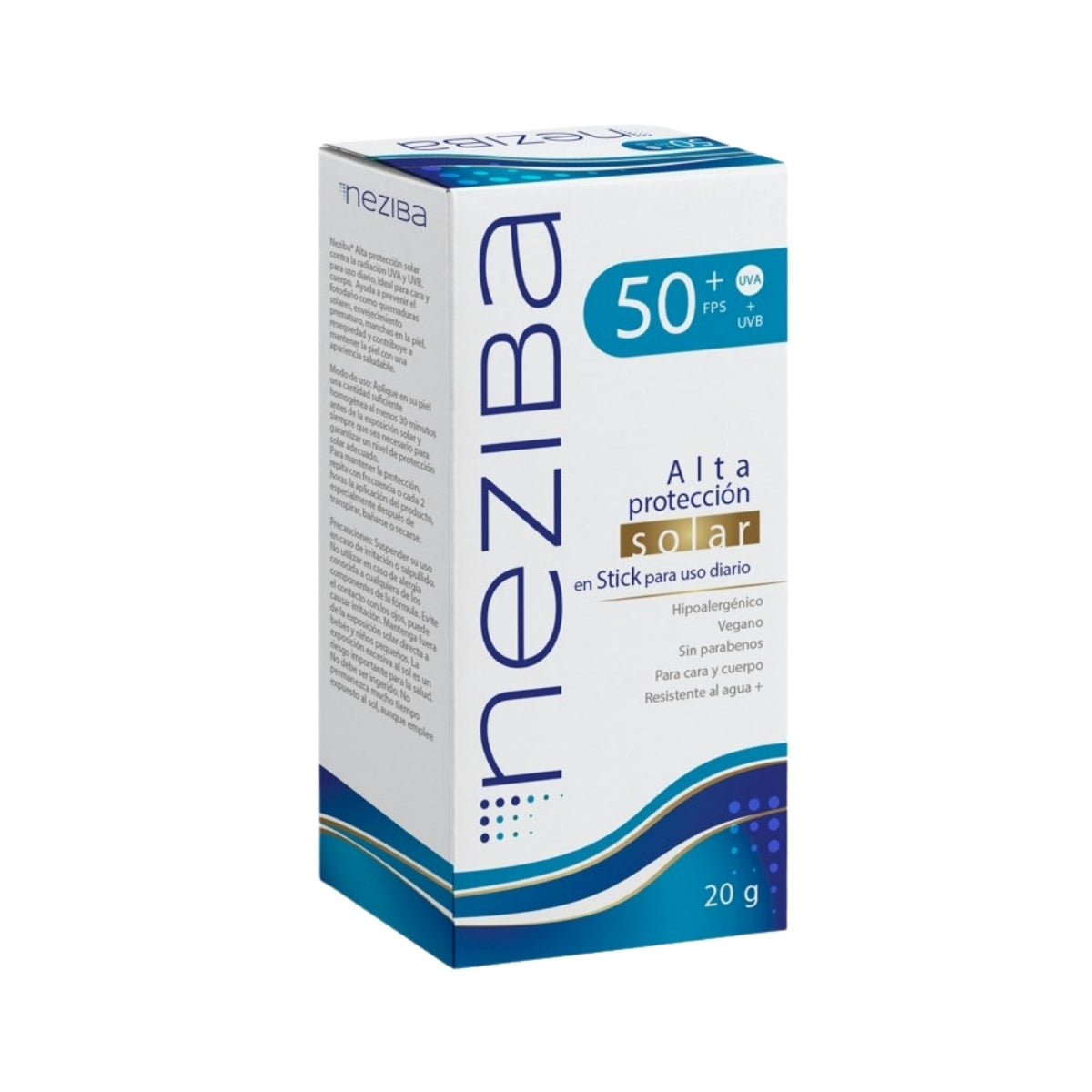 Neziba Protector Solar FPS50+ en Barra 20 g, fotoprotector sólido para piel sensible