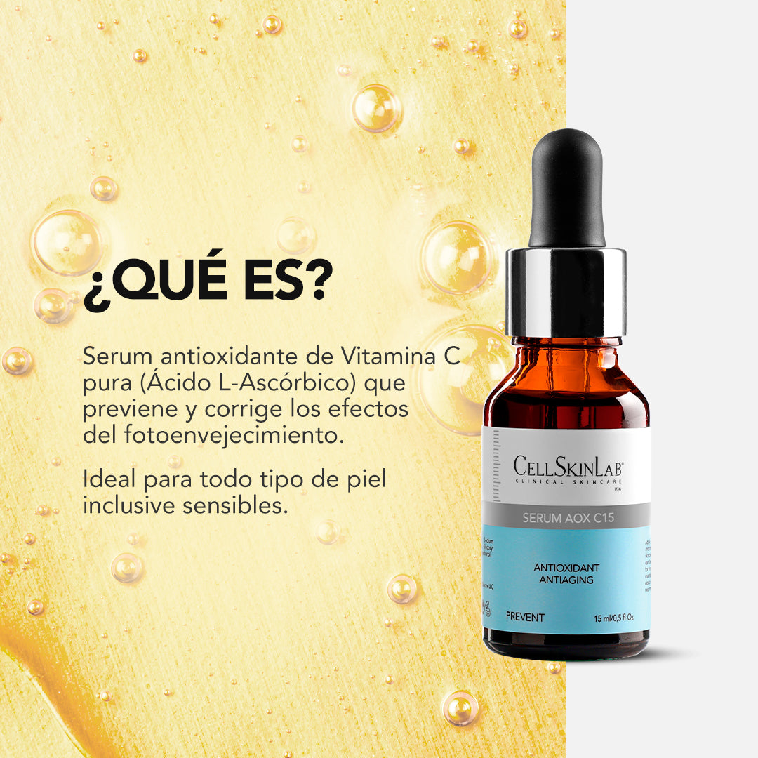 CellSkinLab Serum AOX C15 15 ml — Vitamina C 15% Antioxidante para Piel Sensible — DermaPharma