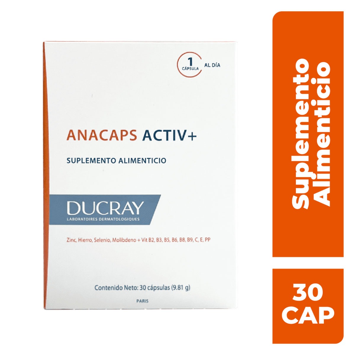 Ducray Anacaps Activ+ 30 Cápsulas — Suplemento Anticaída — DermaPharma