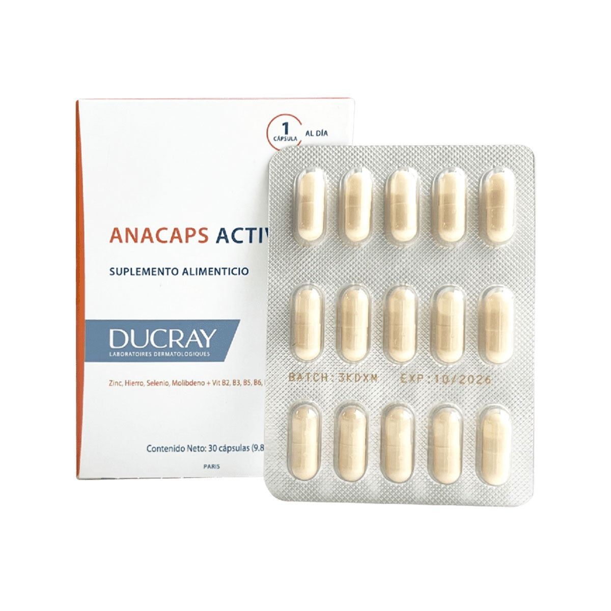 Ducray Anacaps Activ+ 30 Cápsulas — Suplemento Anticaída — DermaPharma