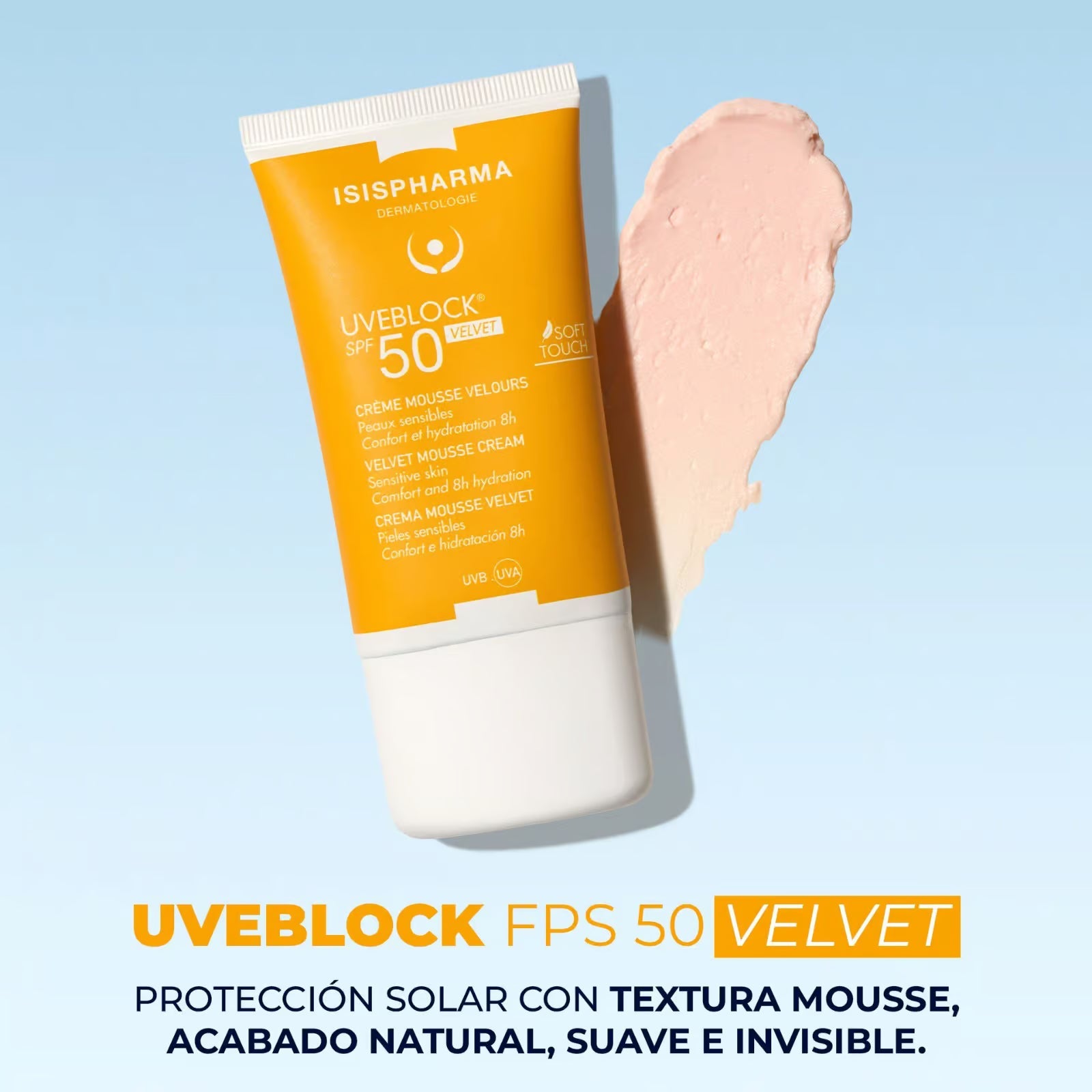 Isispharma Uveblock Velvet FPS50+ 40ml — Toque Seco Facial — DermaPharma