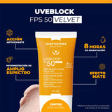 Isispharma Uveblock Velvet FPS50+ 40ml — Toque Seco Facial — DermaPharma