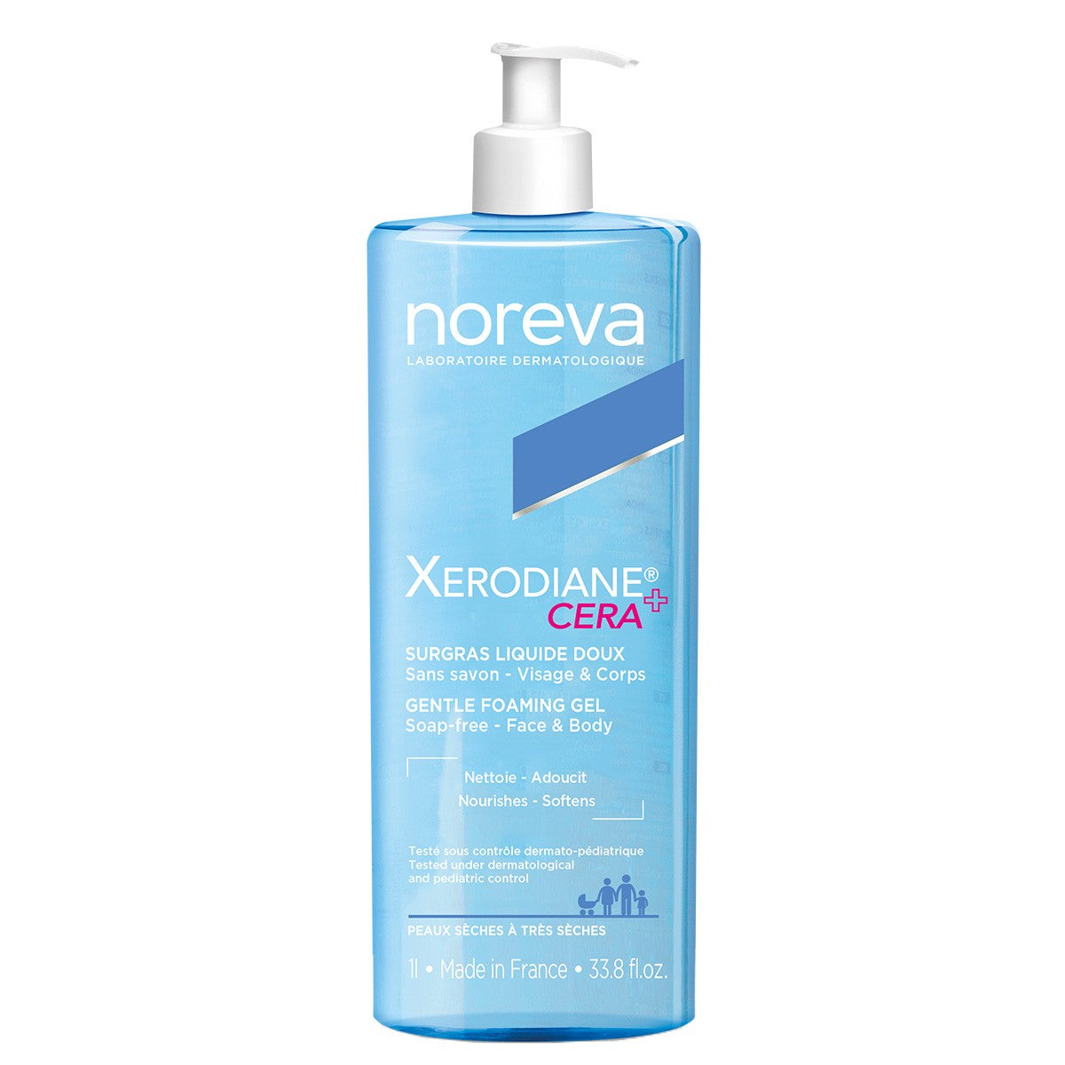Noreva Xerodiane Cera+ Gel Espumoso Suave 1 litro limpiador para piel seca y atópica