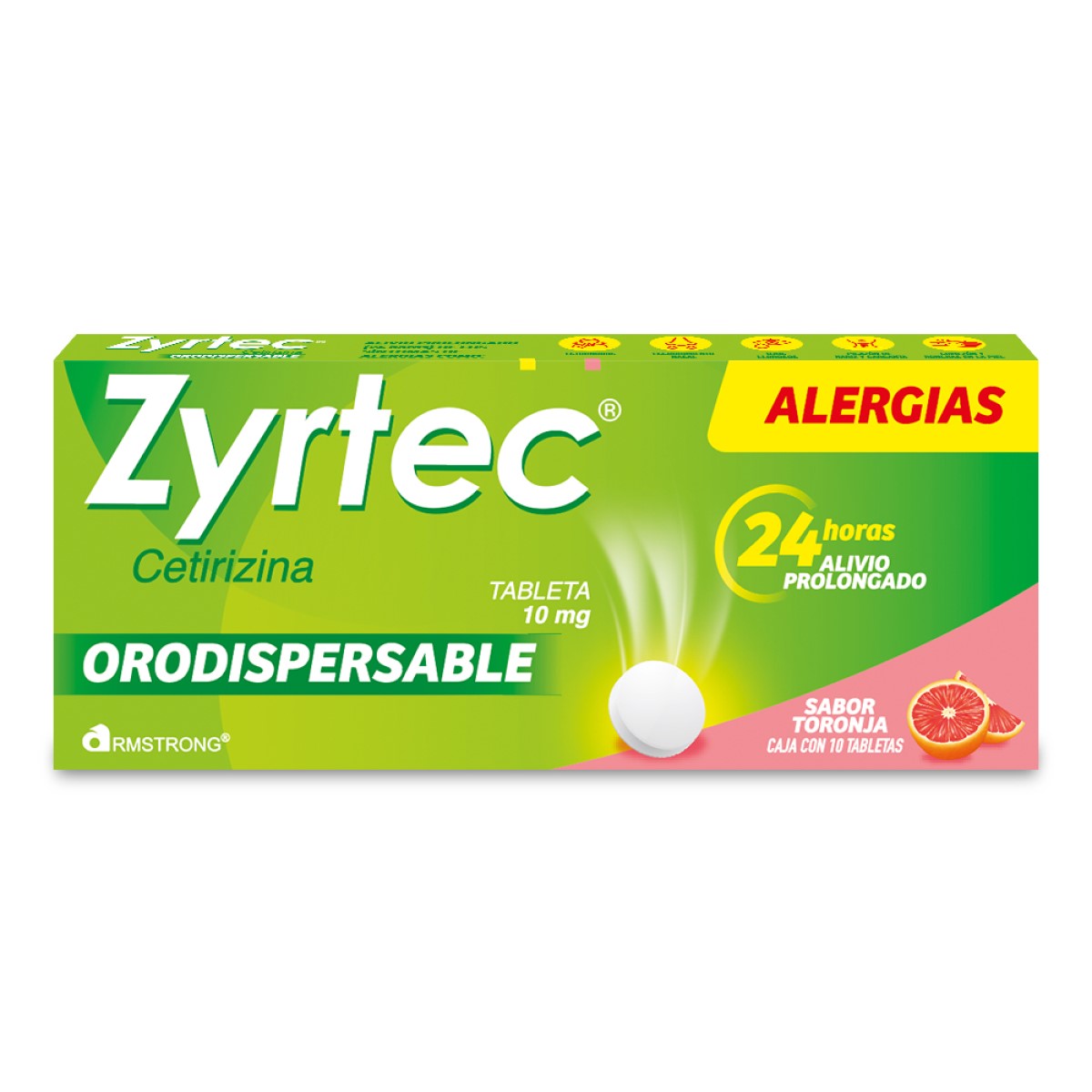 Zyrtec Tabletas Orodispersables 10mg Caja con 10 — Cetirizina — DermaPharma