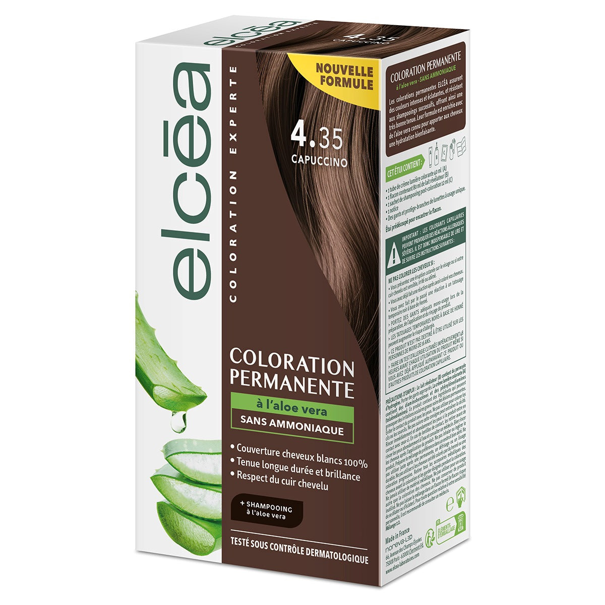 Elcea Tinte Permanente 4.35 Capuchino kit sin amoníaco, caja del producto