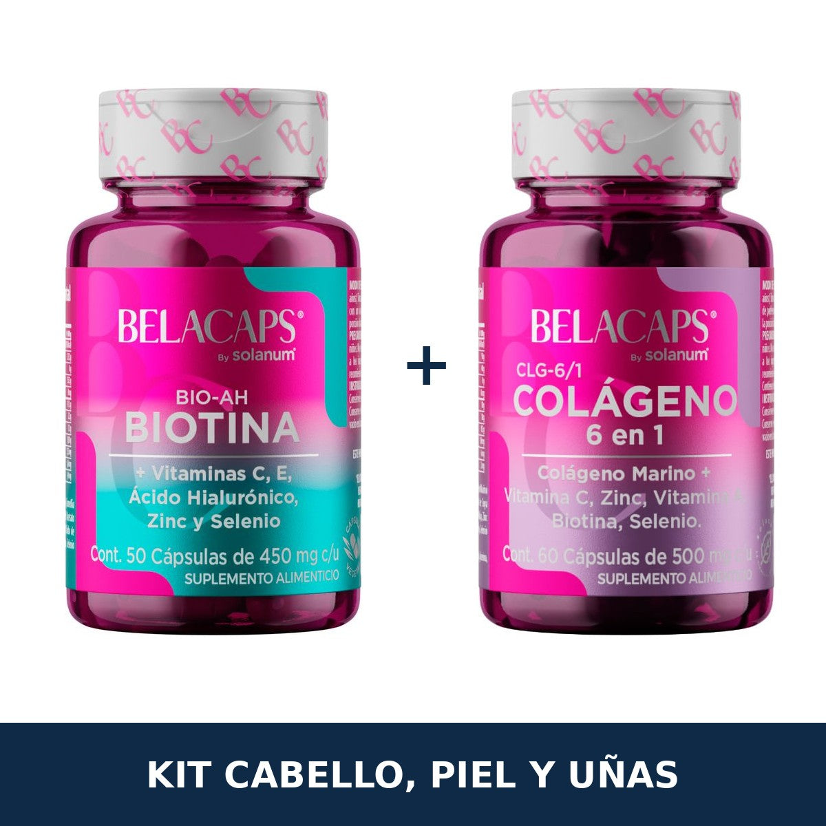 Kit Belacaps Biotina + Ácido Hialurónico y Colágeno 6 en 1