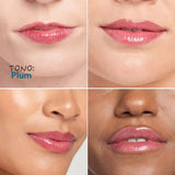 Peptide Lip Shine tono Plum en distintos tonos de piel
