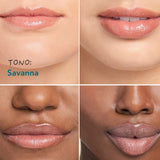 Peptide Lip Shine tono Savanna en distintos tonos de piel