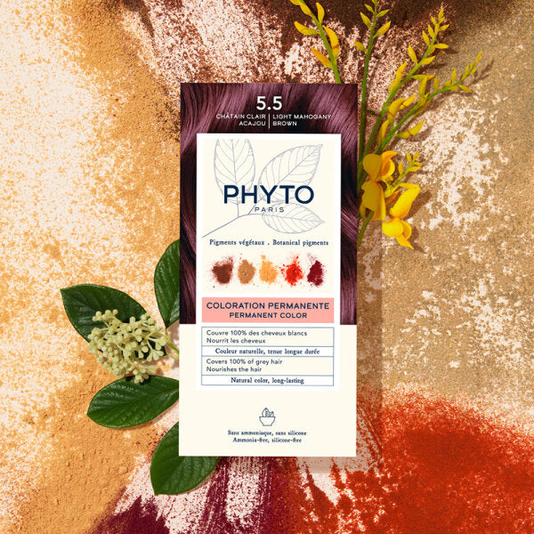 Phyto Phytocolor Tinte Permanente Tono 5.5 Castaño Claro Caoba — pigmentos vegetales