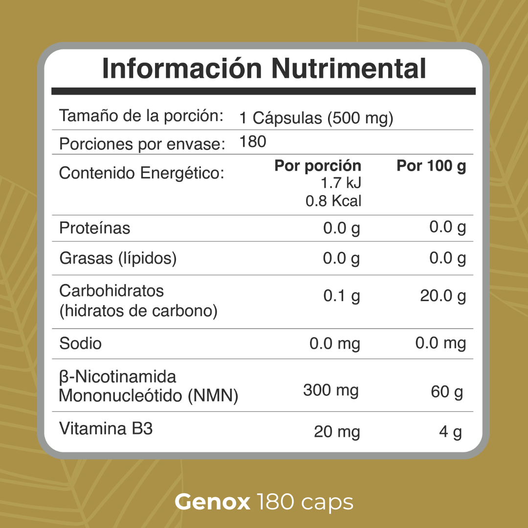 Biobo Labs Revigen Genox 180 Cápsulas — NMN Precursor de NAD+ (Longevidad) — DermaPharma
