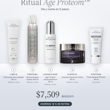 Ritual Age Proteom de Institut Esthederm, día y noche en 5 pasos: Osmoclean, Agua Celular, Age Proteom, Intensive Hyaluronic y Photo Reverse FPS 50+