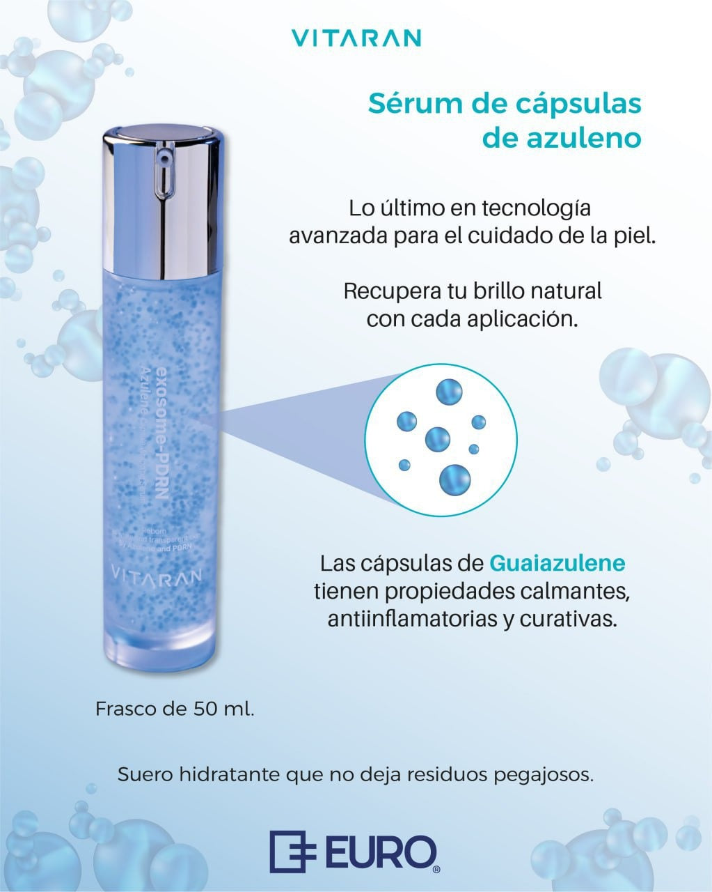 Vitaran Sérum de Cápsulas de Azuleno con exosomas y PDRN 50ml — sérum coreano calmante