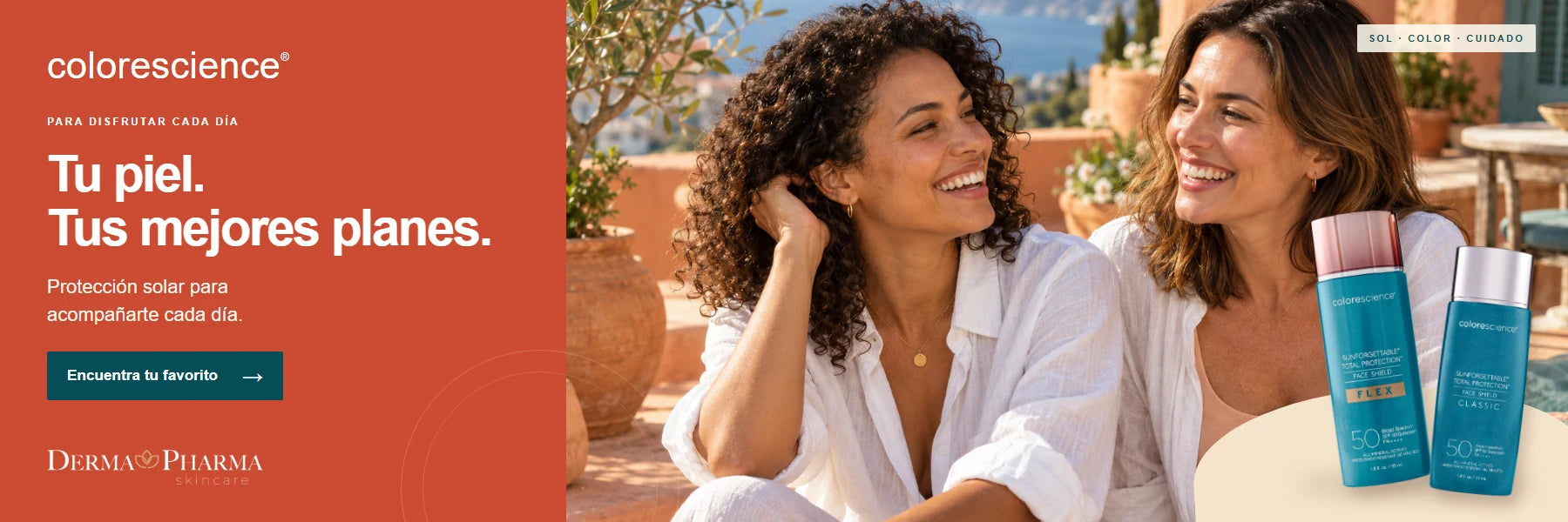 Colorescience Sunforgettable Face Shield Flex y Classic SPF 50 en DermaPharma. Tu piel, tus mejores planes